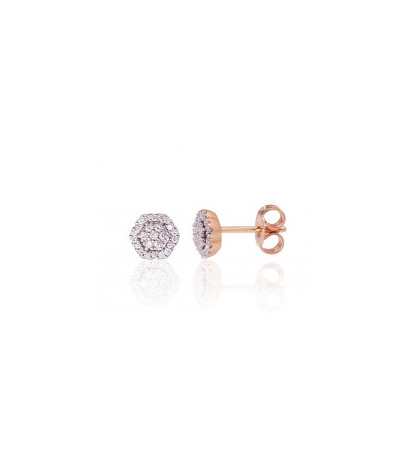 Gold classic studs earrings 1201289(Au-R+PRh-W)_DI, Red Gold 585°, Rhodium (Plating) , Diamonds