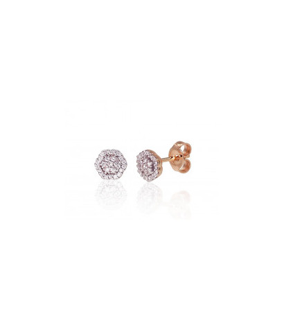 Gold classic studs earrings 1201289(Au-R+PRh-W)_DI, Red Gold 585°, Rhodium (Plating) , Diamonds