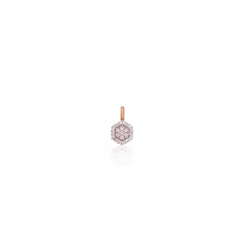 Gold pendant 1300517(Au-R+PRh-W)_DI, Red Gold 585°, Rhodium (Plating) , Diamonds