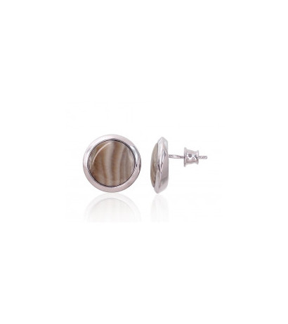 Silver stud earrings 2203486(PRh-Gr)_FT, Silver 925°, Rhodium (Plating), Flint