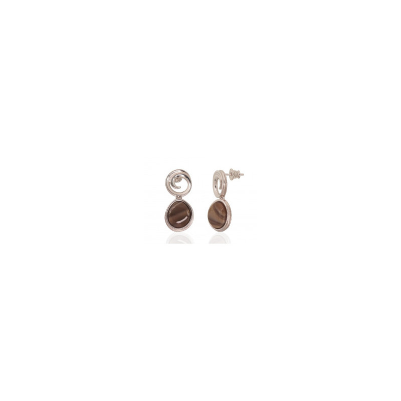 Silver stud earrings 2203488(PRh-Gr)_FT, Silver 925°, Rhodium (Plating), Flint