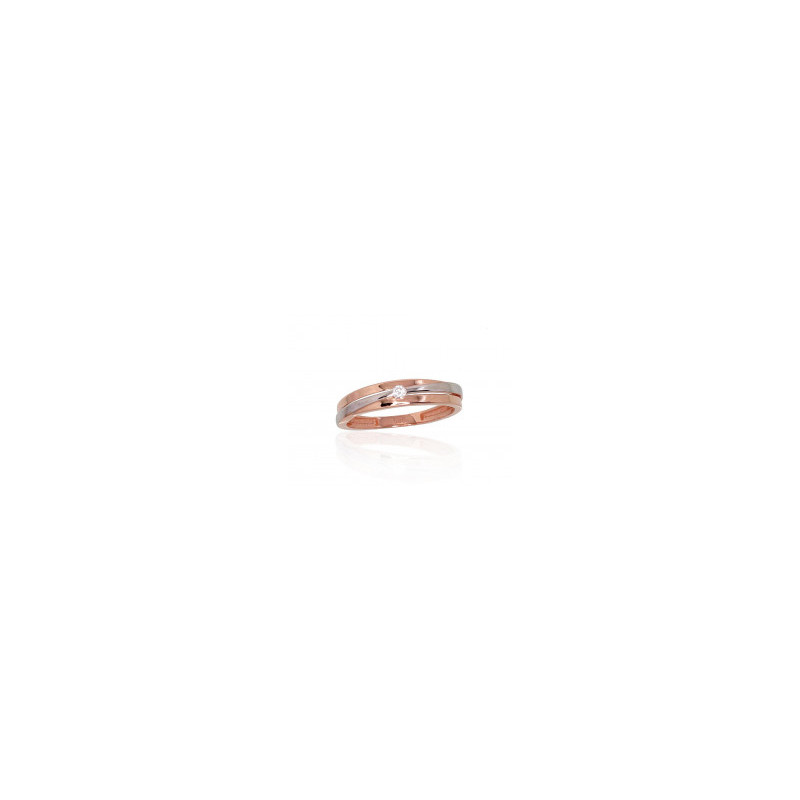 Gold ring 1100875(Au-R+PRh-W)_CZ, Red Gold 585°, Rhodium (Plating) , Zirkons
