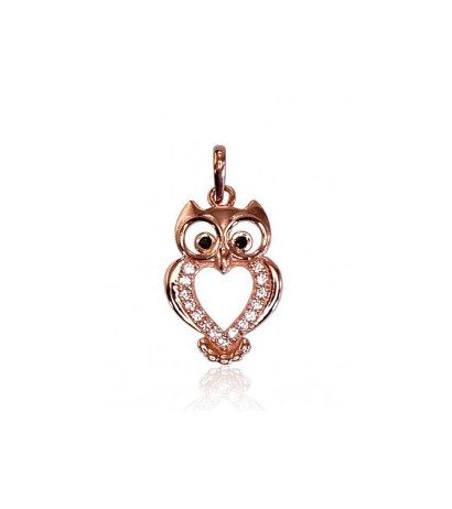 Auksinis pakabukas 1300357(Au-R)_CZ+CZ-BK, Raudonas Auksas 585°, Cirkonai