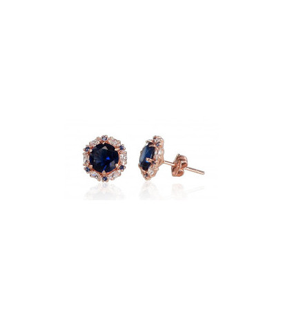 Gold classic studs earrings 1200602(Au-R)_CZ+CZ-B, Red Gold 585°, Zirkons