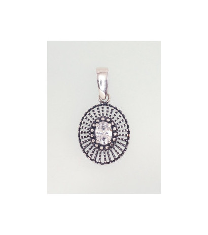 Silver pendant 2301525(POx-Bk)_CZ, Silver 925°, oxide (Plating), Zirkons