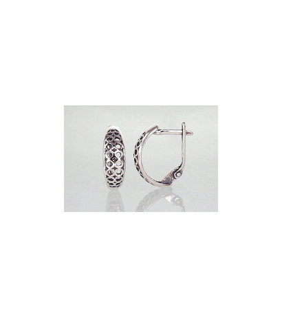 Sidabriniai auskarai ant cilindrinės spynos 2201103(POx-Bk), Sidabras 925°, oksidas (padengti)