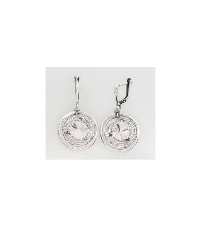 Sudraba auskari ar 'angļu' slēdzēju 2202818(POx-Bk)_SV, Sudrabs 925°, oksids (pārklājums), Kristāli