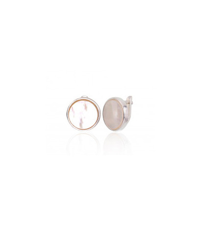 Silver earrings with 'english' lock 2203269_PL, Silver 925°, Mother-of-pearl