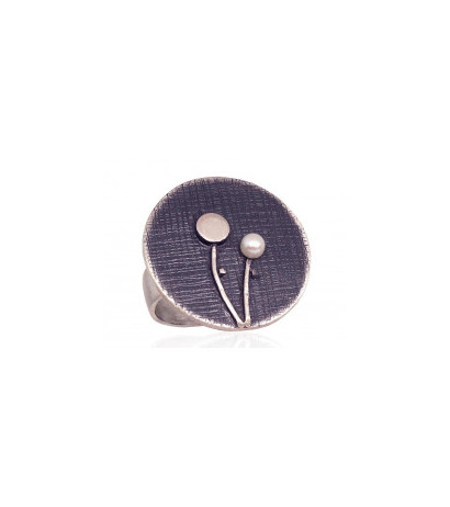 Hõbesõrmus 2101733(Matt+POx-MattBk)_PE, Hõbe 925°, oksüüd (kate), Pärlitest