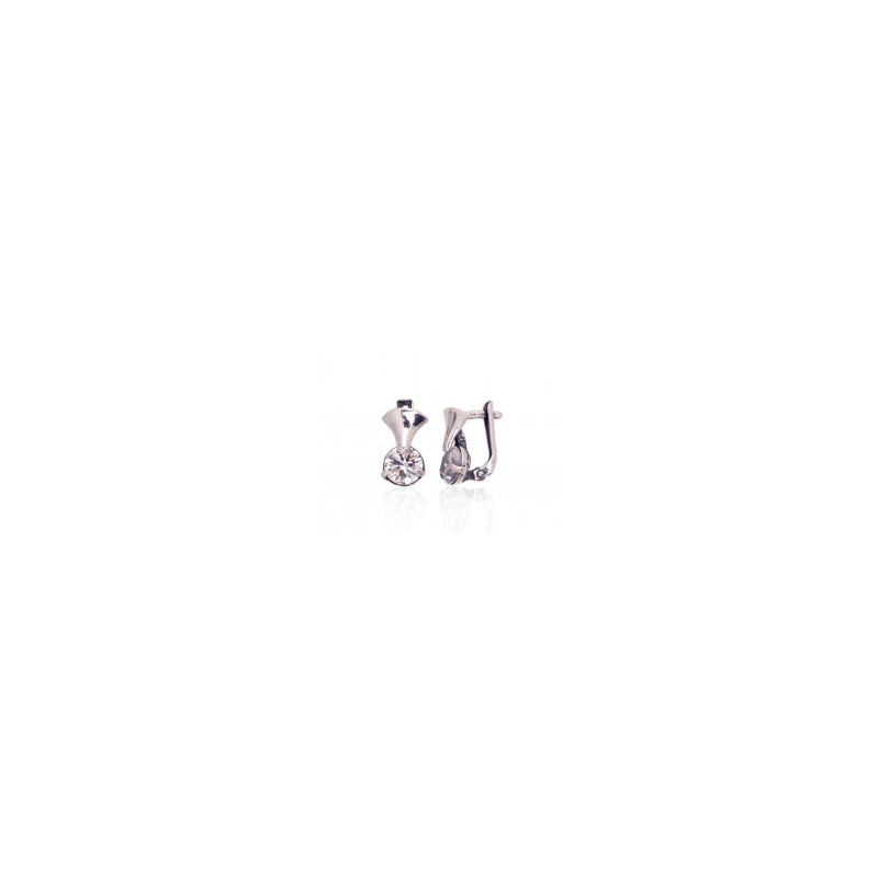 Silver earrings with 'english' lock 2203589(POx-Bk)_CZ, Silver 925°, oxide (Plating), Zirkons
