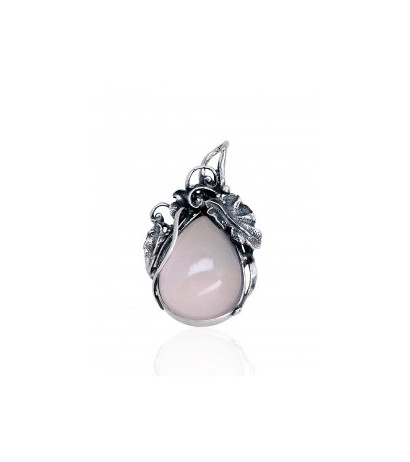 Sidabrinis pakabukas 2301878(POx-Bk)_KZPI, Sidabras 925°, oksidas (padengti), Rausvas kvarcas