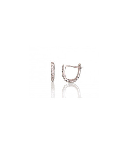 Silver earrings with 'english' lock 2202949(PRh-Gr)_CZ, Silver 925°, Rhodium (Plating), Zirkons