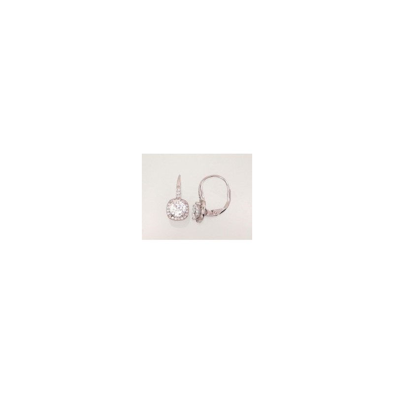 Silver earrings with 'english' lock 2202958(PRh-Gr)_CZ, Silver 925°, Rhodium (Plating), Zirkons