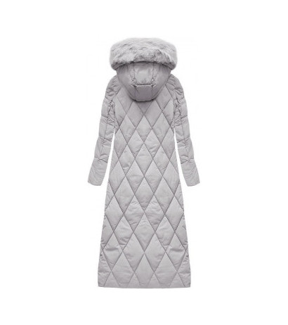 LONG WINTER HOODED JACKET GREY (7688BIG) striukė