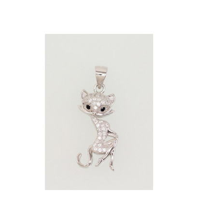 Sidabrinis pakabukas 2301647(PRh-Gr)_CZ+CZ-BK, Sidabras 925°, rodis (padengti), Cirkonai