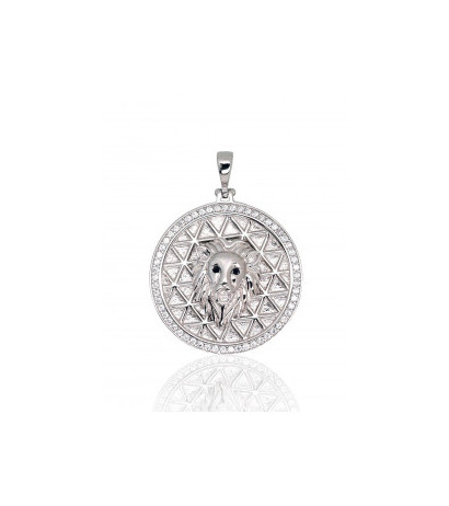 Silver pendant 2301927(PRh-Gr)_CZ+CZ-BK, Silver 925°, Rhodium (Plating), Zirkons