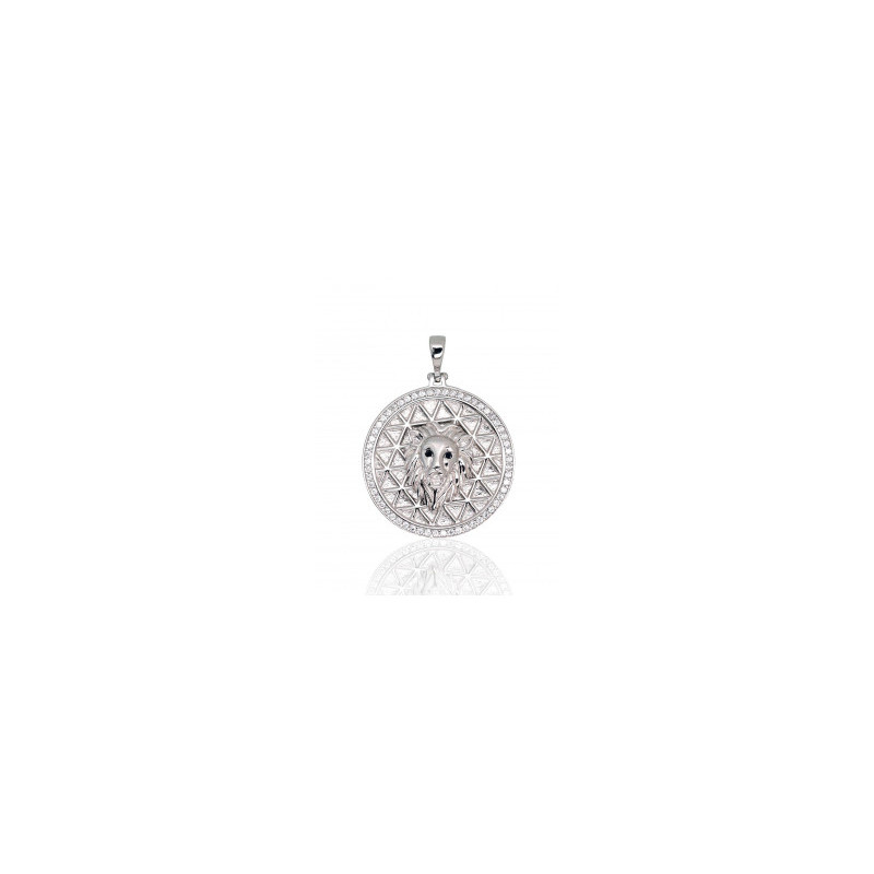 Silver pendant 2301927(PRh-Gr)_CZ+CZ-BK, Silver 925°, Rhodium (Plating), Zirkons