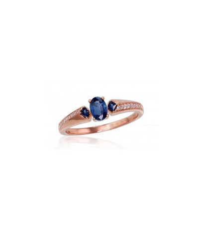 Gold ring 1100423(Au-R)_DI+SA, Red Gold 585°, Diamonds , Sapphire