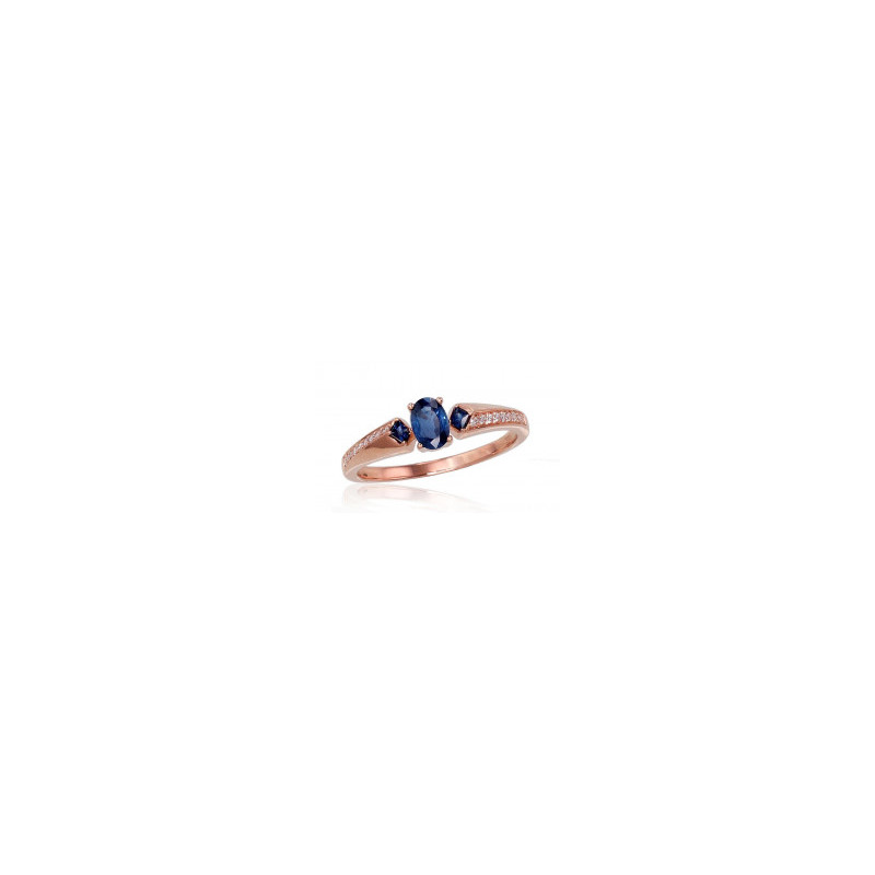 Gold ring 1100423(Au-R)_DI+SA, Red Gold 585°, Diamonds , Sapphire