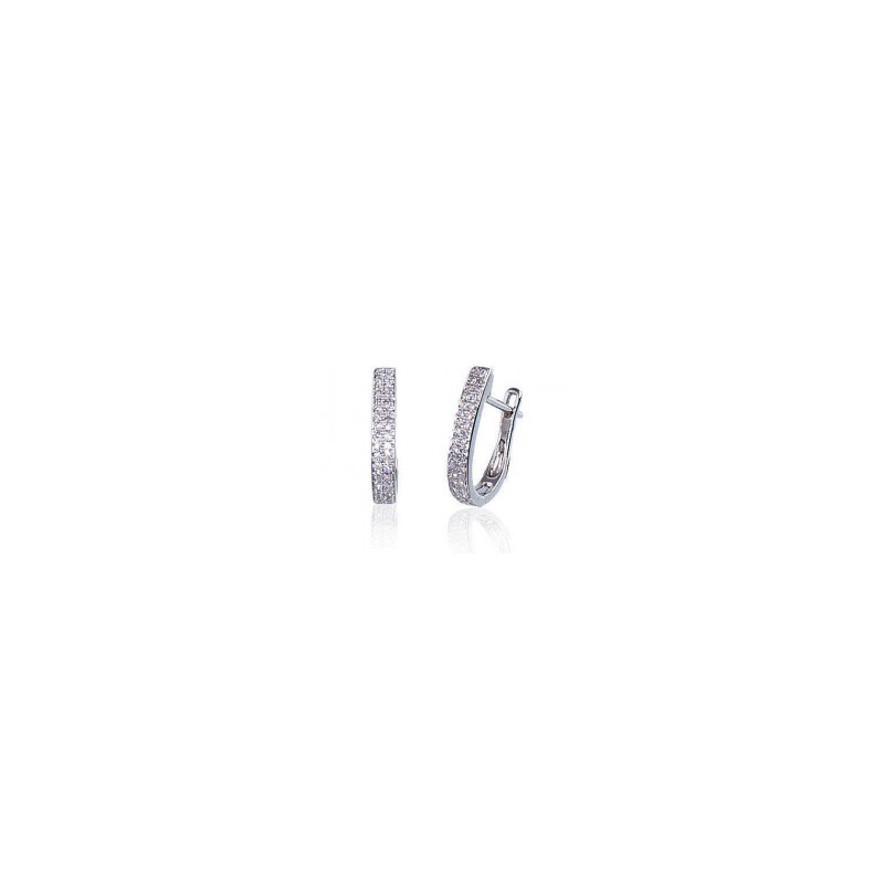 Gold earrings with 'english' lock 1200272(Au-W)_DI, White Gold 585°, Diamonds
