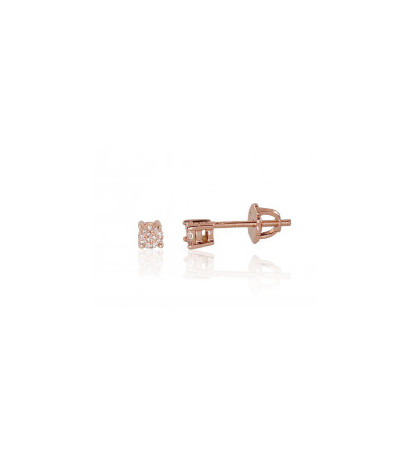 Gold screw studs earrings 1200452(Au-R)_DI, Red Gold 585°, Diamonds