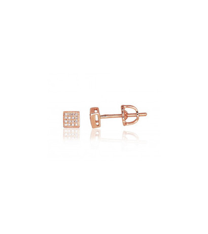 Gold screw studs earrings 1200509(Au-R)_DI, Red Gold 585°, Diamonds