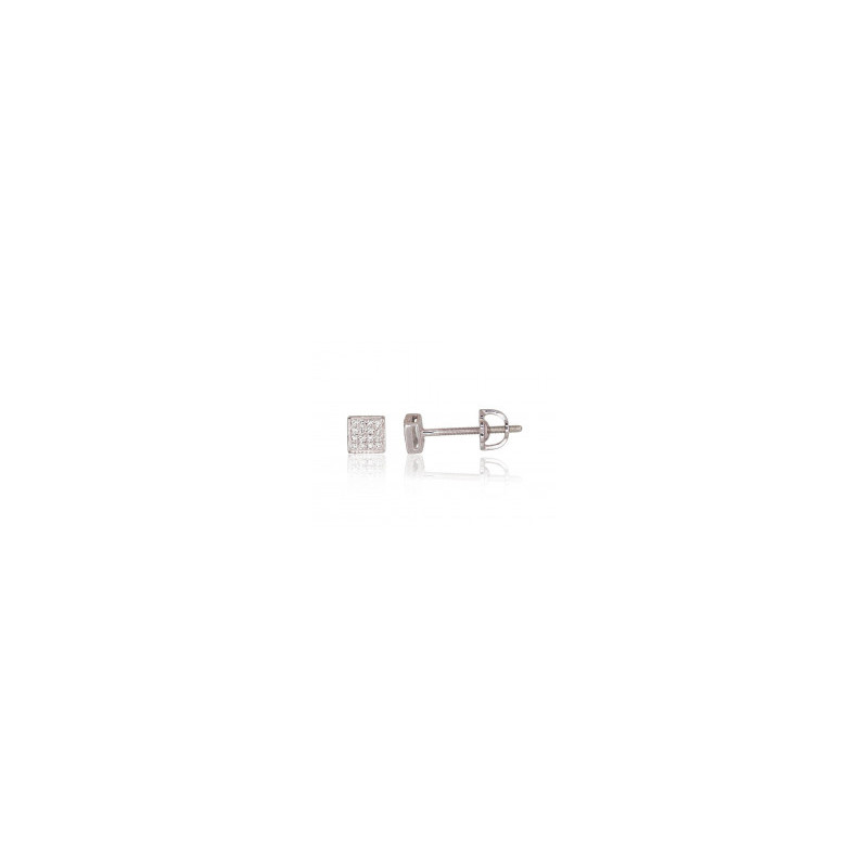 Gold screw studs earrings 1200509(Au-W)_DI, White Gold 585°, Diamonds