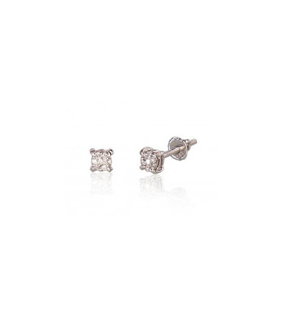 Gold screw studs earrings 1200510(Au-W)_DI, White Gold 585°, Diamonds