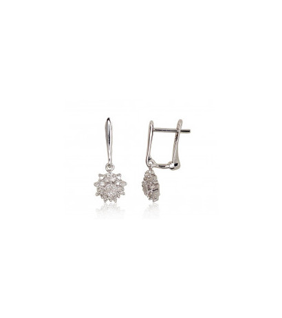 Gold earrings with 'english' lock 1200974(Au-W)_DI, White Gold 585°, Diamonds