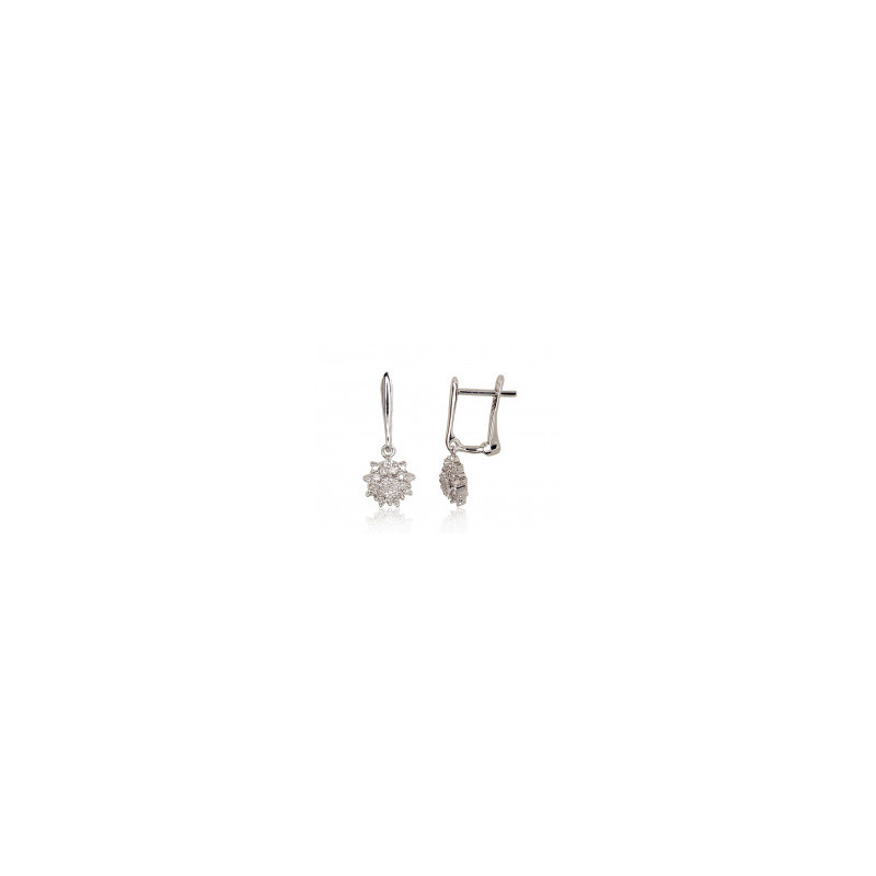Gold earrings with 'english' lock 1200974(Au-W)_DI, White Gold 585°, Diamonds