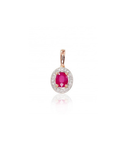 Gold pendant 1300410(Au-R+PRh-W)_DI+RB, Red Gold 585°, Rhodium (Plating) , Diamonds , Ruby