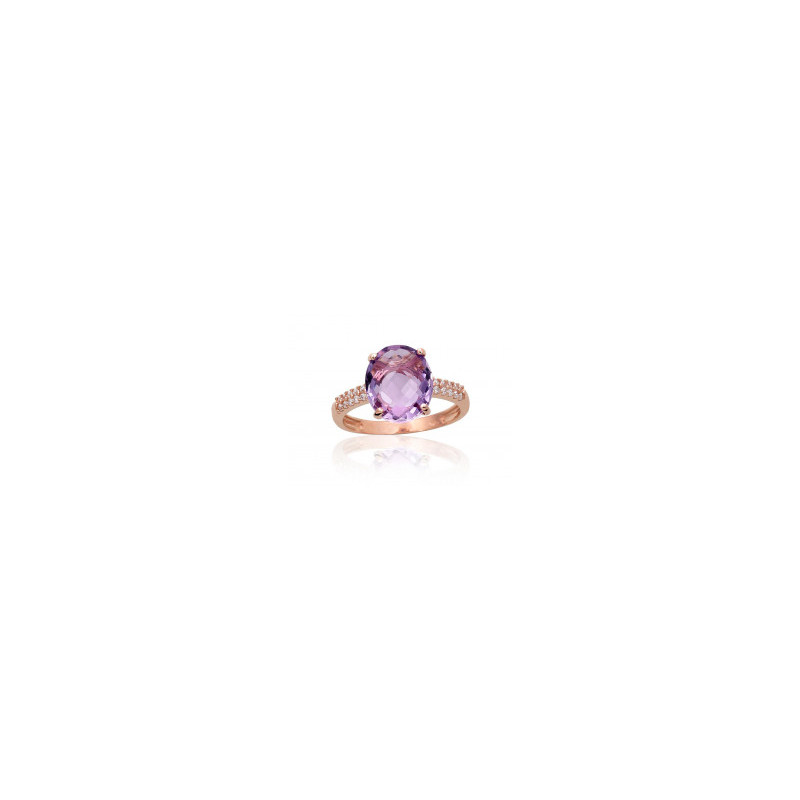 Gold ring 1100957(Au-R)_CZ+AM, Red Gold 585°, Zirkons , Amethyst