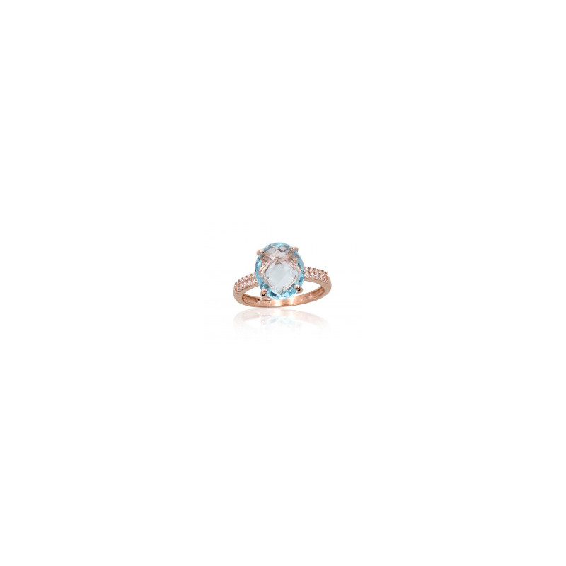 Gold ring 1100957(Au-R)_CZ+TZLB, Red Gold 585°, Zirkons , Sky Blue Topaz