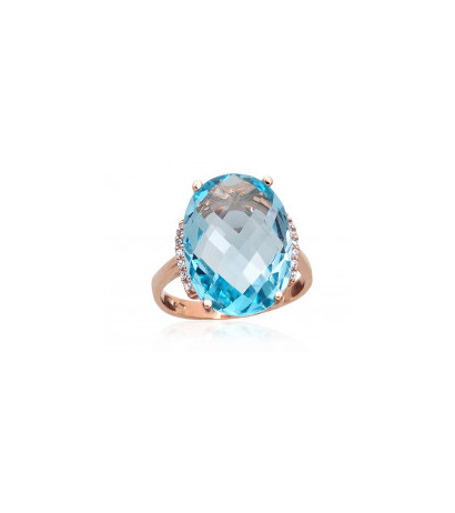 Gold ring 1100965(Au-R)_CZ+TZLB, Red Gold 585°, Zirkons , Sky Blue Topaz