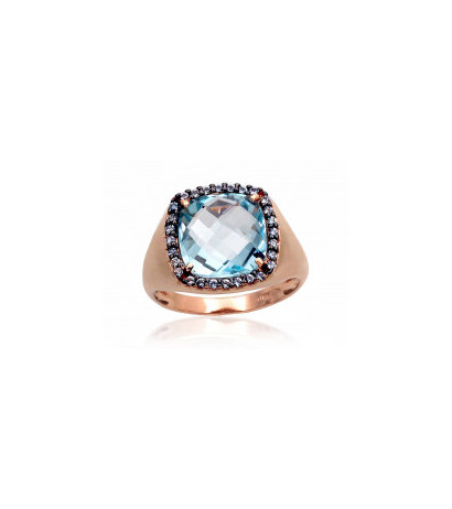 Gold ring 1100963(Au-R+PRh-Bk)_CZ-LB+TZLB, Red Gold 585°, Rhodium (Plating) , Zirkons , Sky Blue Topaz