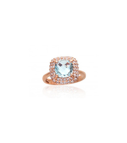 Gold ring 1100962(Au-R)_CZ+TZLB, Red Gold 585°, Zirkons , Sky Blue Topaz