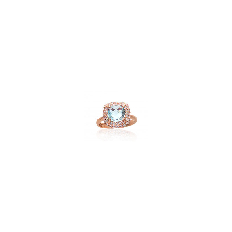 Gold ring 1100962(Au-R)_CZ+TZLB, Red Gold 585°, Zirkons , Sky Blue Topaz