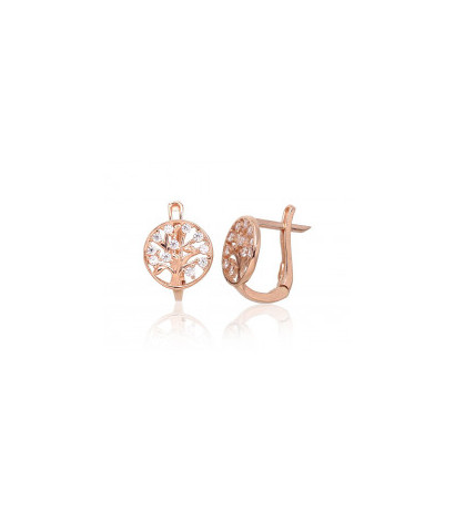 Zelta auskari ar 'angļu' slēdzēju 1201318(Au-R)_CZ, Sarkanais Zelts 585°, Cirkoni