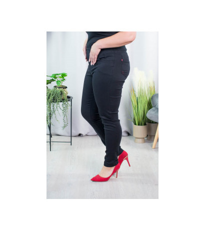 Long stretch jeans with a raised waist JEANGALINY 01 K10 Black
