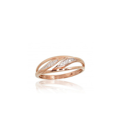 Gold ring 1100699(Au-R+PRh-W)_DI, Red Gold 585°, Rhodium (Plating) , Diamonds