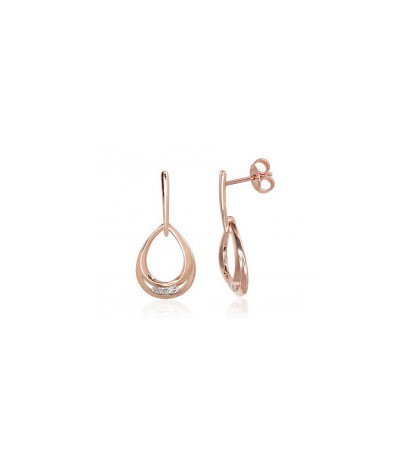 Kullast naelkõrvarõngad 1201007(Au-R)_DI, Punane Kuld 585°, Briljant