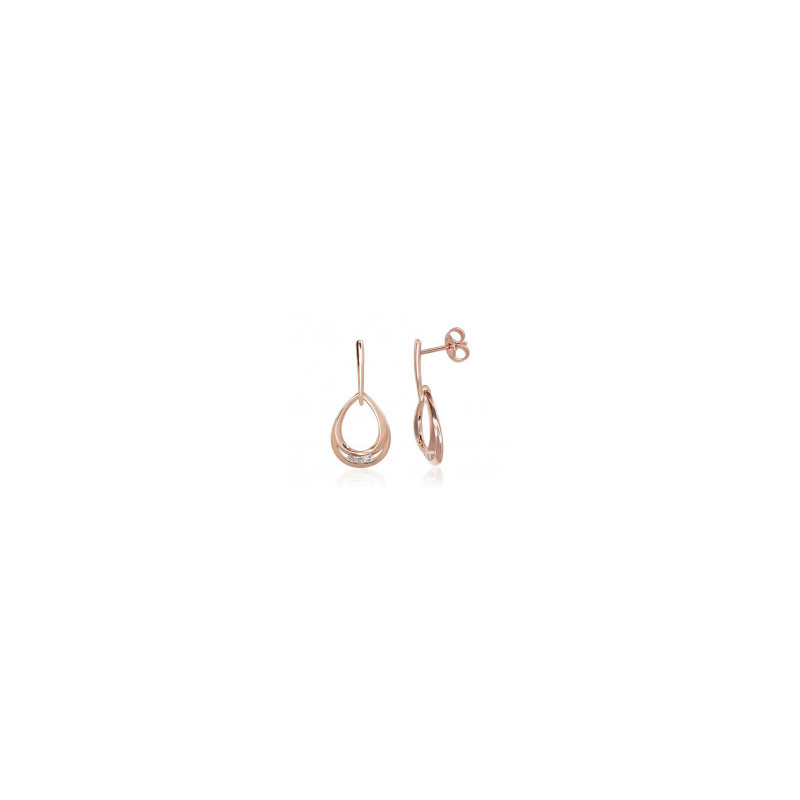Gold classic studs earrings 1201007(Au-R)_DI, Red Gold 585°, Diamonds