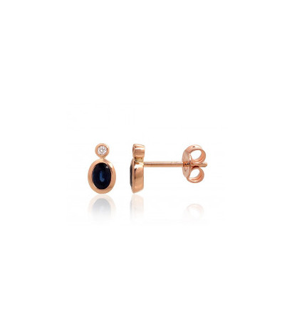 Gold classic studs earrings 1201367(Au-R)_DI+SA, Red Gold 585°, Diamonds , Sapphire