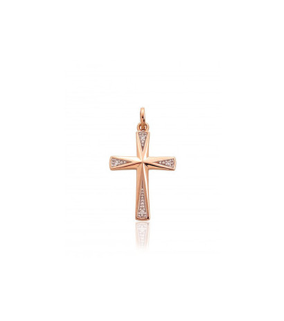 Gold pendant 1300885(Au-R+PRh-W)_DI, Red Gold 585°, Rhodium (Plating) , Diamonds