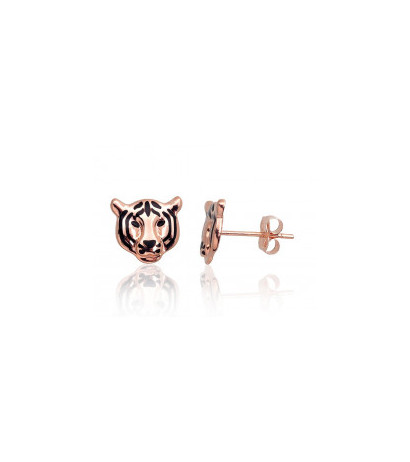 Gold classic studs earrings 1201402(Au-R)_ML-BK, Red Gold 585°, Jewelery enamel
