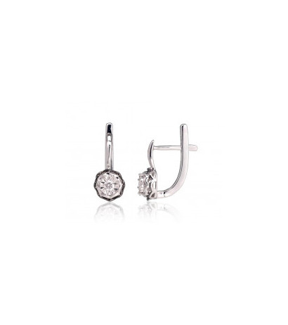 Gold Earrings 1201418(Au-W+PRh-Bk)_DI, White Gold 585°, Rhodium (Plating) , Diamonds