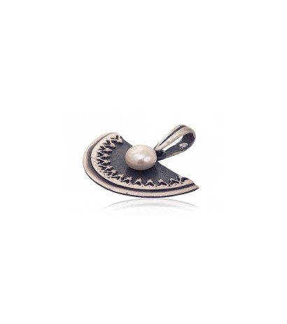 Silver pendant 2301689(Matt+POx-MattBk)_PE, Silver 925°, oxide (Plating), Fresh-water Pearl