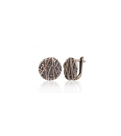 Silver earrings with 'english' lock 2203629(POx-Bk), Silver 925°, oxide (Plating)