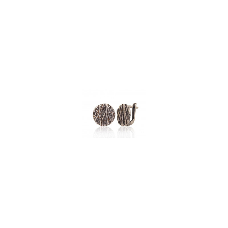 Silver earrings with 'english' lock 2203629(POx-Bk), Silver 925°, oxide (Plating)