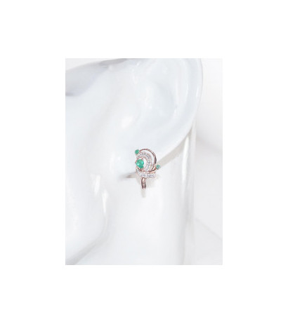 Auksiniai auskarai ant cilindrinės spynos 1200503(Au-R+PRh-W)_DI+EM, Raudonas Auksas 585°, rodis (padengti) , Briliantai